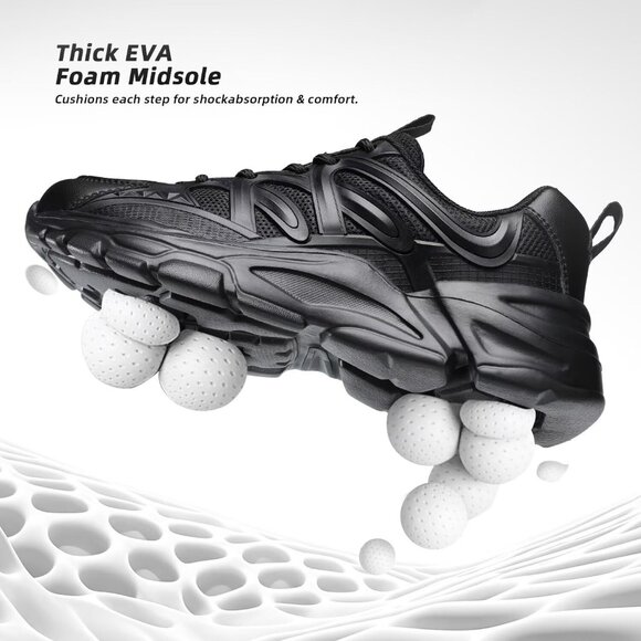 Women's Walking Shoes Fashion Running Sneakers Gym Tennis Work Comfort Black - Picture 5 of 7